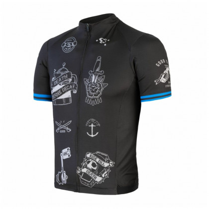 Męska koszulka kolarska Sensor Cyklo Tour czarny black tatoo