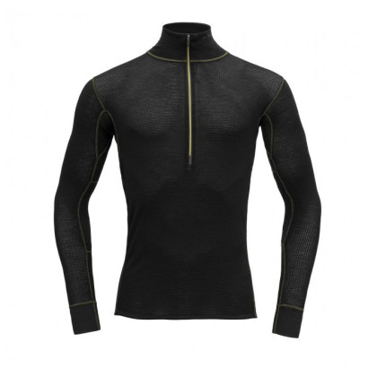 Męska koszulka Devold Wool Mesh 190 Zip Neck Man czarny black