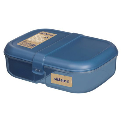 Pojemnik śniadaniowy Sistema OBP To Go Tříkomorová krabička s nádobou na jogurt 1,1 l niebieski