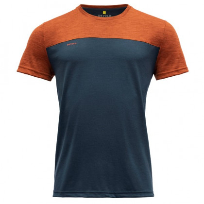 Męska koszulka Devold Norang Merino 150 Shirt Man niebieski/pomarańczowy Brick Melange/Night