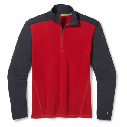 Męska koszulka Smartwool M Classic Thermal Merino BL 1/4 ZB czerwony/czarny rhythmic red