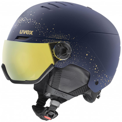 Kask narciarski dla kobiet Uvex Wanted Visor WE ciemnoniebieski polar sparkles-gold matt