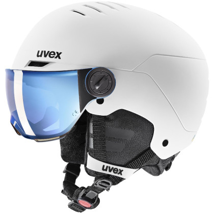 Kask narciarski dla dzieci Uvex Rocket Jr. Visor biały white - black mat