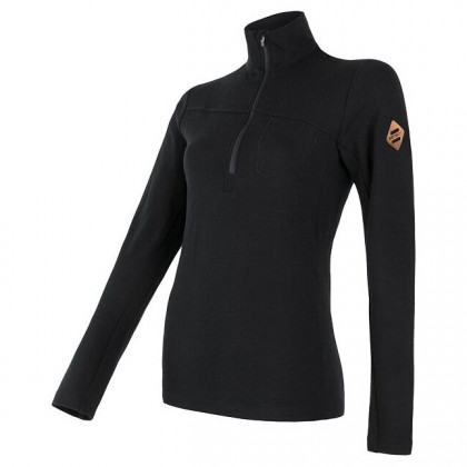 Damska koszulka Sensor Merino Extreme zip czarny Black