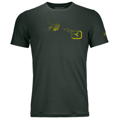 Męska koszulka Ortovox 185 Merino Logo Spray TS zielony GreenPine