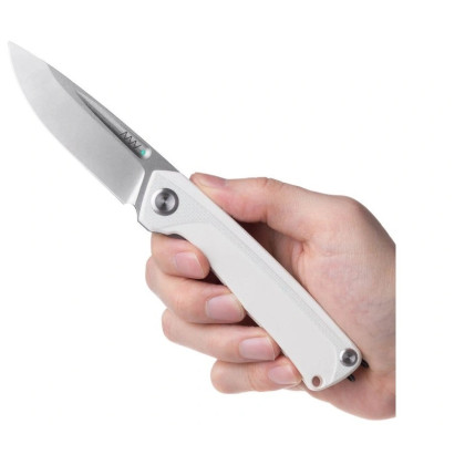 Nóż składany Acta non verba Z200 BB, Stonewash/Plain Edge, G10 biały white