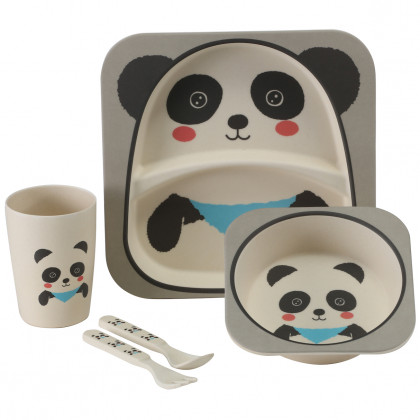 Zestaw naczyń dla dzieci Vango Bamboo Panda Kids Set biały/szary BambooPanda