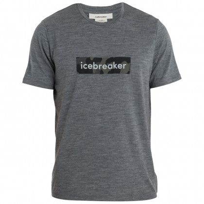 Koszulka męska Icebreaker M Merino 150 Tech Lite II SS Tee Natural Shades Logo zarys Gritstone Hthr