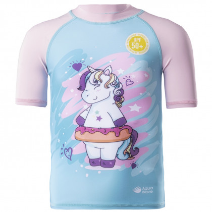 T-shirt dziecięcy Aquawave Uverini Kids niebieski/różowy Pony Print