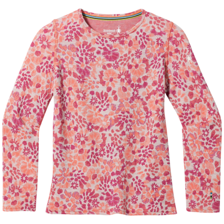 Dziecięca koszulka Smartwool Kids' Classic Thermal Merino Base Layer Crew różowy FESTIVE FUCHSIA FLORAL
