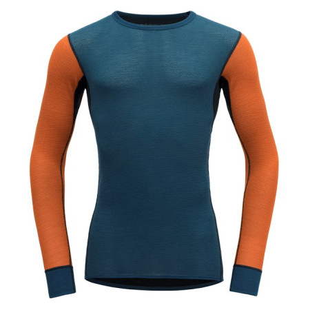 Koszulka męska Devold Wool Mesh Man Shirt niebieski/pomarańczowy Flame