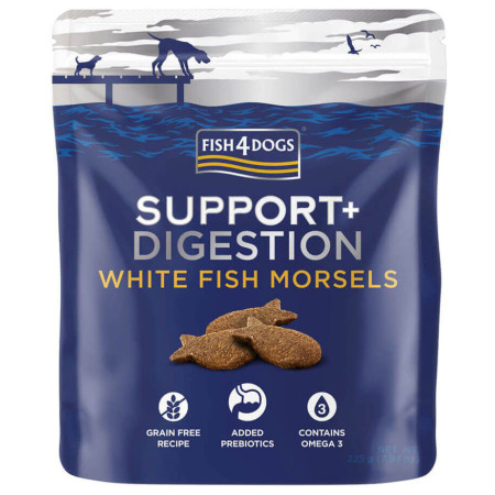 Przysmaki dla psów Fish4Dogs Digestion White Fish Morsels 225g