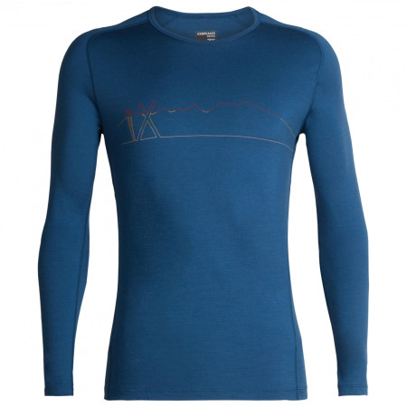 Koszulka męska Icebreaker Mens 200 Oasis Deluxe Raglan LS Crewe Single Line Ski niebieski PrussianBlue