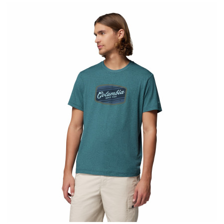 Koszulka męska Columbia Parsons Point™ SS Graphic Tee turkusowy Everblue Heather, Badge Label