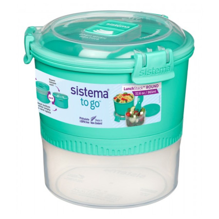 Pudełko na jedzenie Sistema Round Lunch Stack TO GO 965ml turkusowy mint