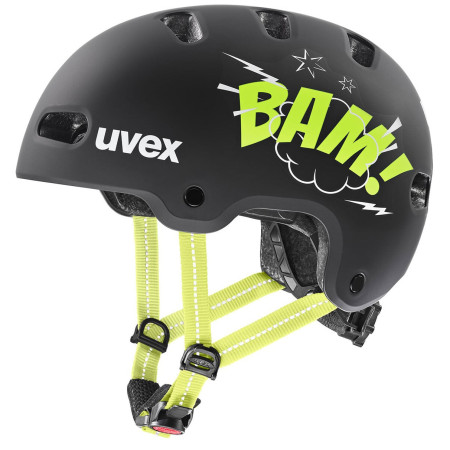 Dziecięcy kask rowerowy Uvex Kid 4 Style czarny/żółty bam black - lime matt