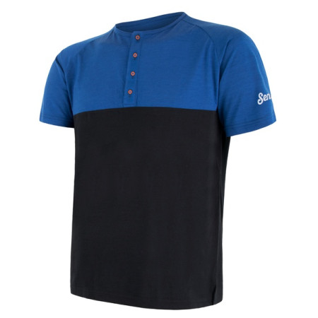 Męska koszulka Sensor Merino Air PT knoflíčky czarny/niebieski Blue/Black