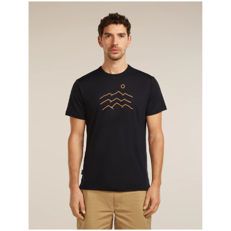 Męska koszulka Icebreaker Merino Blend 125 Cool-Lite™ Sphere SS Tee Across the Peaks czarny BLACK