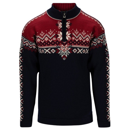 Męski sweter Dale of Norway 140th Anniversary Masc Sweater ciemnoniebieski Navy Redrose Offwhite