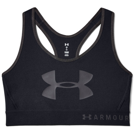 Sportowy biustonosz Under Armour Mid Keyhole Graphic czarny Black/JetGray/JetGray