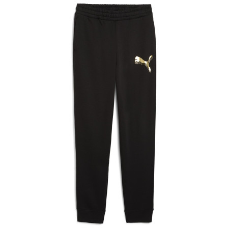 Damskie spodnie dresowe Puma ESS METALLIC Sweatpants FL czarny PUMA Black-Metallic Gold