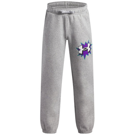 Spodnie dziecięce Under Armour UA B Rival FLC Graphics Jgr Mod Gray Light Heather szary/biały Mod Gray Light Heather / / White