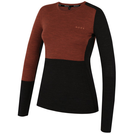 Koszulka damska MOOA MerinoSilk Block 160 long pomarańczowy cinnamon melange