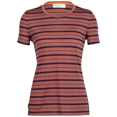 Koszulka damska Icebreaker Women Wave SS Tee Stripe 2023 czerwony/czarny grape
