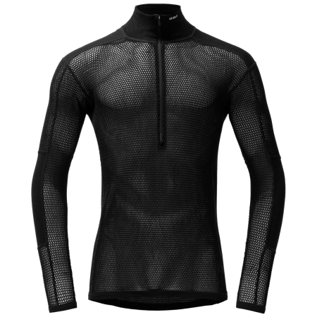 Męska koszulka Devold Wool Mesh Pro Zip Neck Man czarny Black