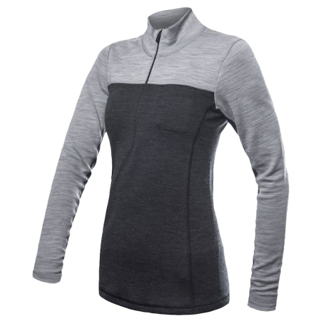 Damska koszulka Sensor Merino Bold dl. rukáv zip szary anthracite/cool gray