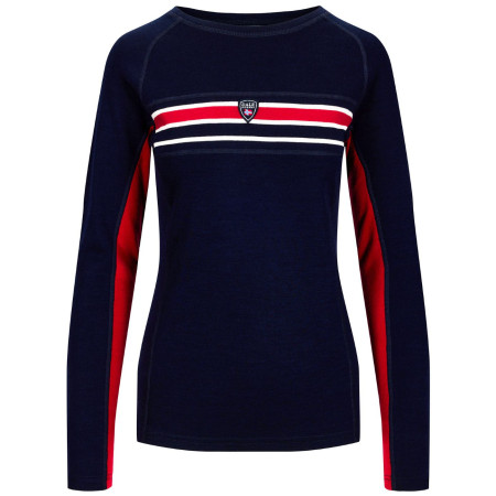 Damska koszulka Dale of Norway Aksla Feminine Baselayer Crew neck ciemnoniebieski Navy Red OffWhite