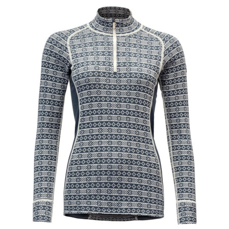 Damska koszulka Devold Alnes Woman Half Zip Neck niebieski/biały Night