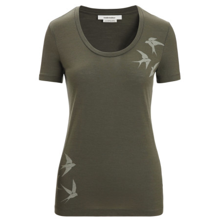 Koszulka damska Icebreaker Women Tech Lite II SS Scoop Tee Swarming Shapes zielony Loden