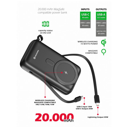 Bezprzewodowy powerbank Swissten POWER BANK 20000 mAh PD 20W
