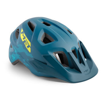 Dziecięcy kask rowerowy MET Eldar Camo Petrol niebieski