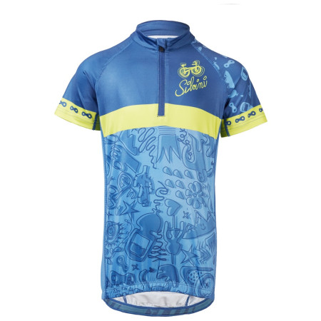 Dziecięca koszulka kolarska Silvini Scrivia 2023 niebieski/zielony blue-lime