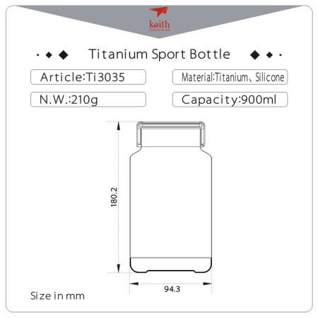 Butelka Keith Titanium Titanium Sport Bottle 900 ml