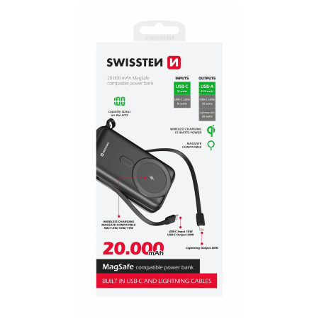 Bezprzewodowy powerbank Swissten POWER BANK 20000 mAh PD 20W