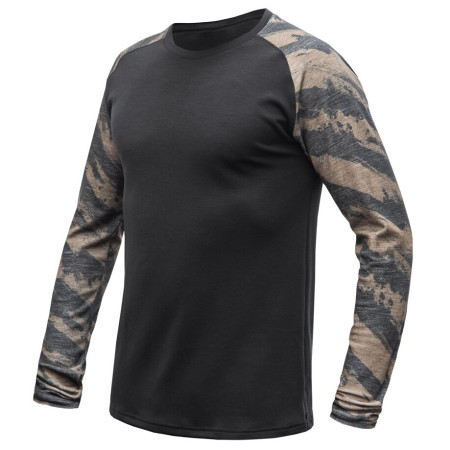 Męska koszulka Sensor Merino Blend Impress czarny/brązowy černá/brush