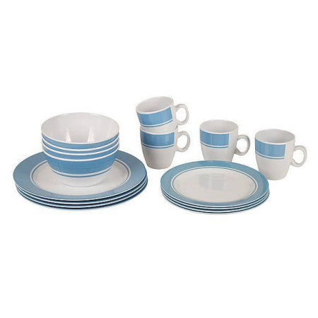 Zestaw naczyń Bo-Camp Dinner set 16 biały/niebieski blauw