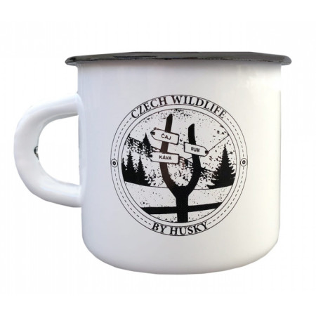 Kubek Husky 400 ml plechový biały/czarny Signpost