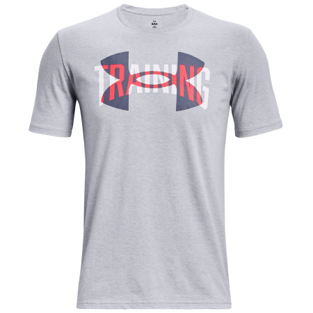 Koszulka męska Under Armour Training Overlay SS zarys Mod Gray Light Heather / / White