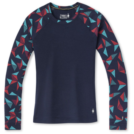 Damska koszulka Smartwool W Merino 250 Baselayer Pattern Crew Bxd niebieski/czerwony DeepNavyPinwheel