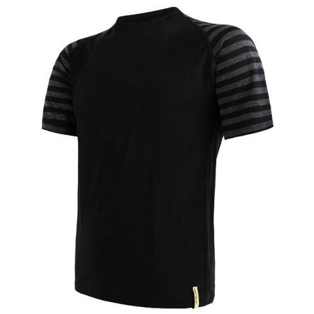 Męska koszulka Sensor Merino Air kr. r. czarny/szary Black/TmHeStripes