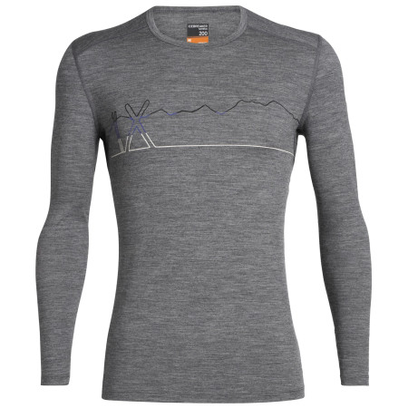Koszulka męska Icebreaker Mens 200 Oasis LS Crewe Single Line Ski zarys GritstoneHthr