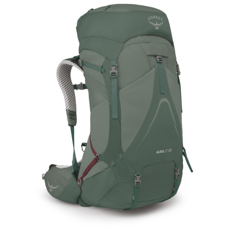 Damski plecak turystyczny Osprey Aura Ag Lt 65 szary koseret/darjeeling spring gren