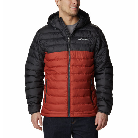 Kurtka męska Columbia Powder Lite Hooded Jacket czarny/czerwony Warp Red, Shark