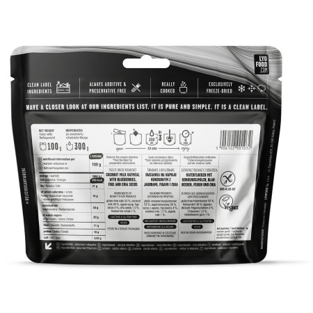 Suszona żywność Lyo food kokosowa kasza owsiana z borówkami