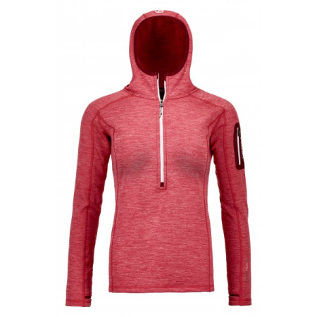 Bluza damska Ortovox Fleece Light Melange Zip Neck czerwony HotCoral