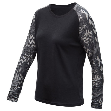 Koszulka funkcyjna damska z długim rękawem Sensor Merino Blend Impress czarny/szary černá/zebra